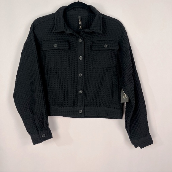 supplies Jackets & Blazers - 2/$30 Supplies Black Waffle Knit Button Front Jacket sz XS NWT